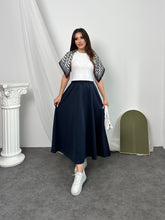 Beli Lastikli Scuba Kumaş Kloş Etek 8936 - Lacivert